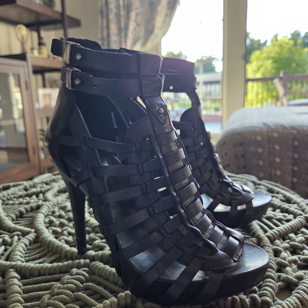 BCBG Strappy Black Heels